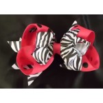  Zebra Print Ribbon Color Layered Hair Bow